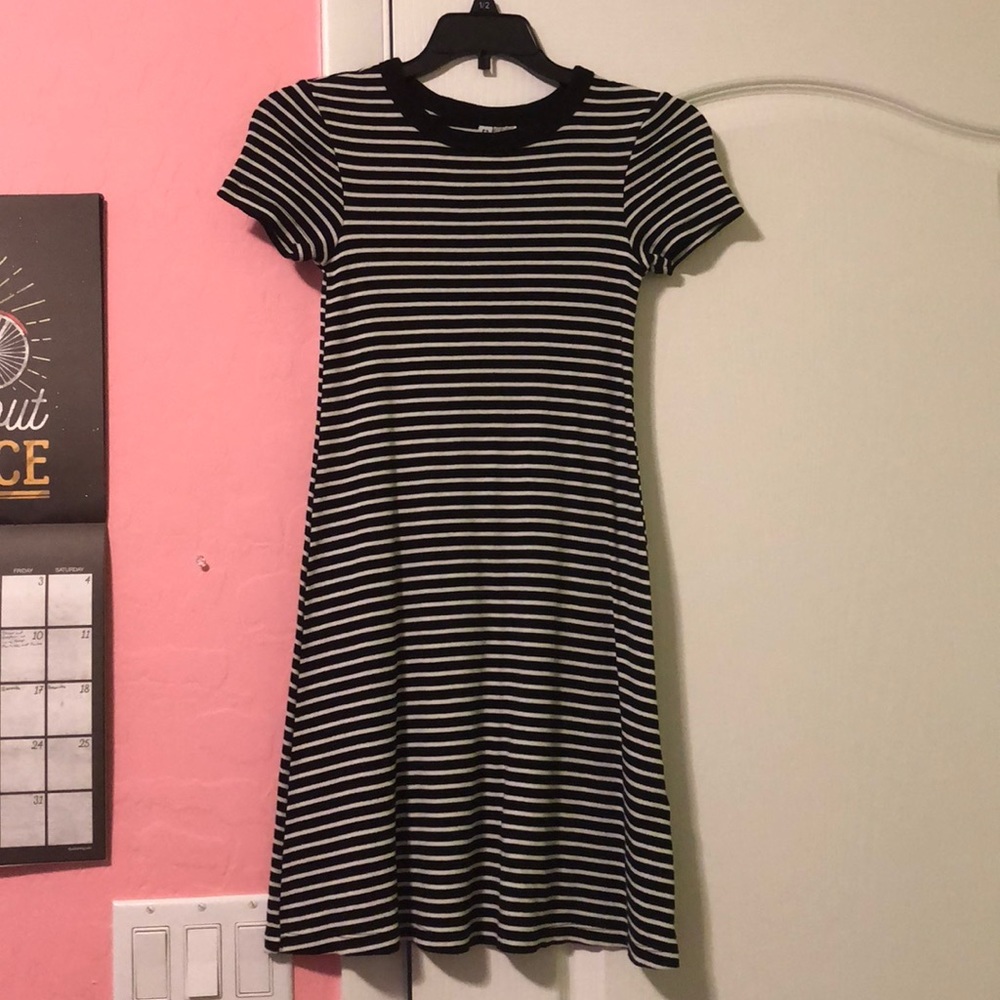Black and white striped dress